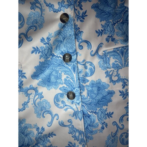 NWT! Order Plus Blue Printed Button Long Sleeve Pocketed Duster Jacket Sz 3XL - Picture 5 of 7